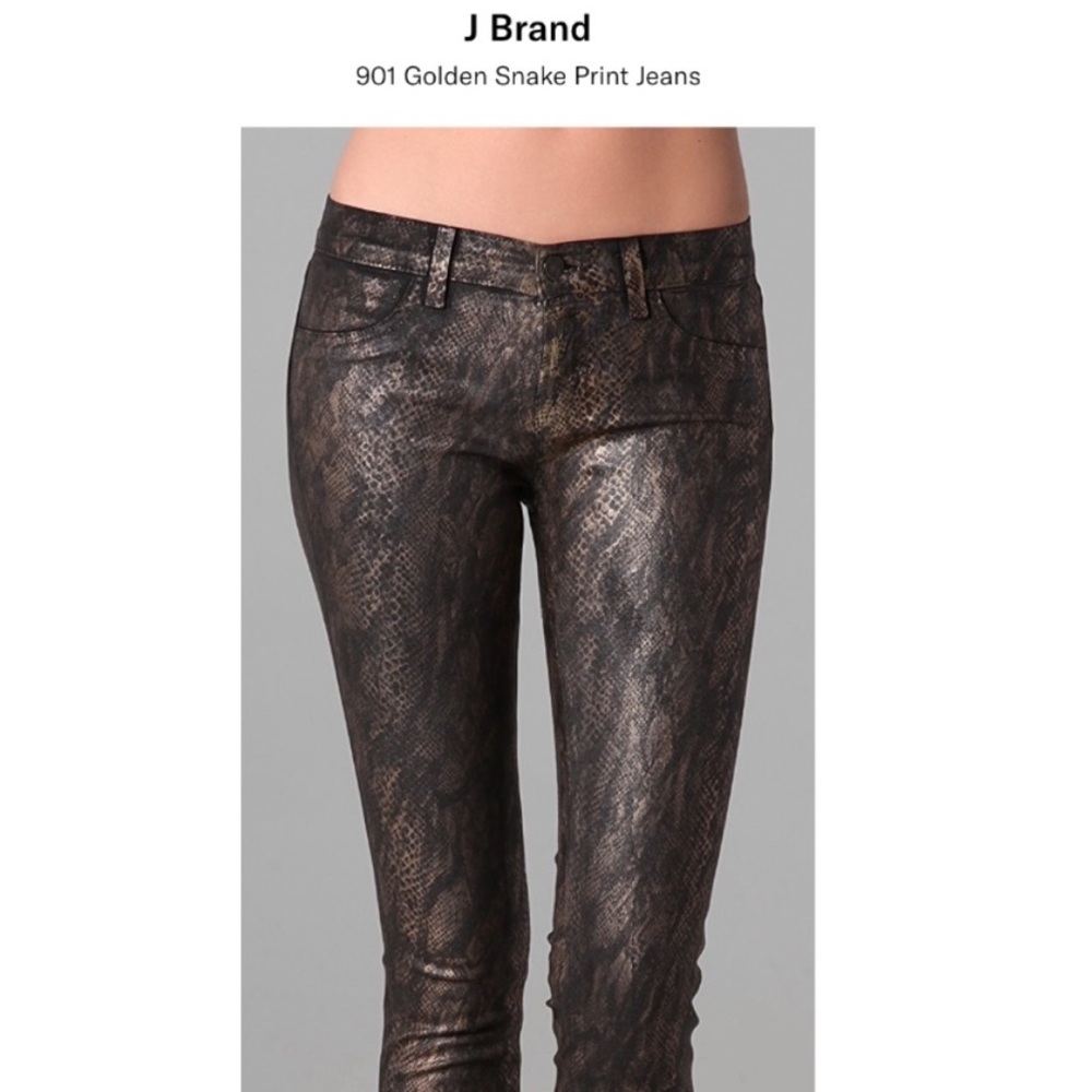 J BRAND Black Golden Snake Print skinny coated legging jeans size 25